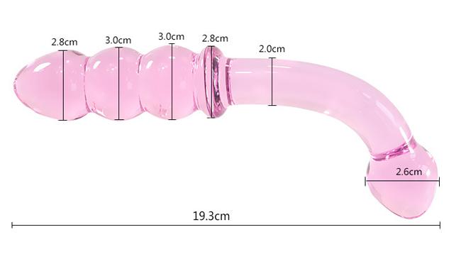 19cm 두 배 백조 성인 수정같은 남근 질 분홍색 유리제 남근 모양으로 만든 성구 성 장난감 항문 마개